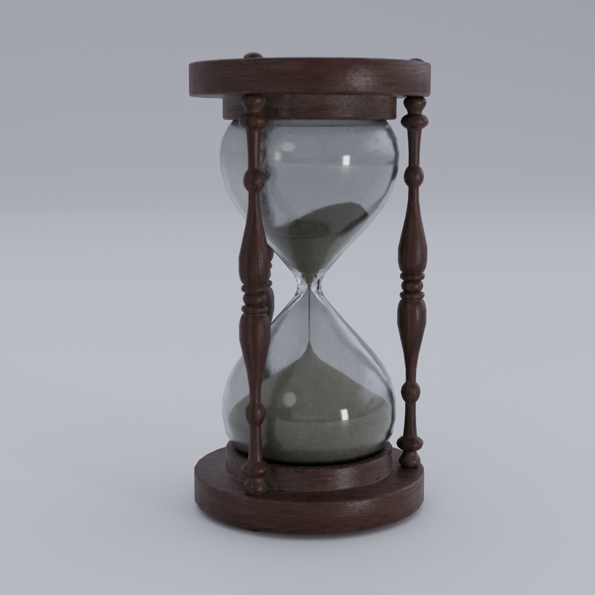 Hourglass old worn Low-poly 3D model_9