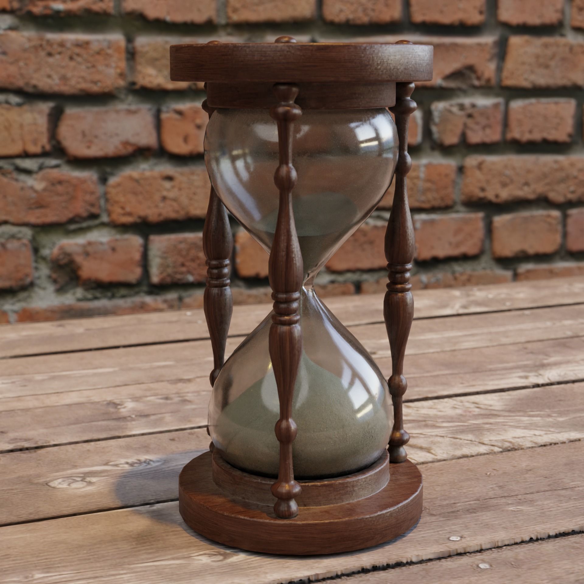 Hourglass old worn Low-poly 3D model_3