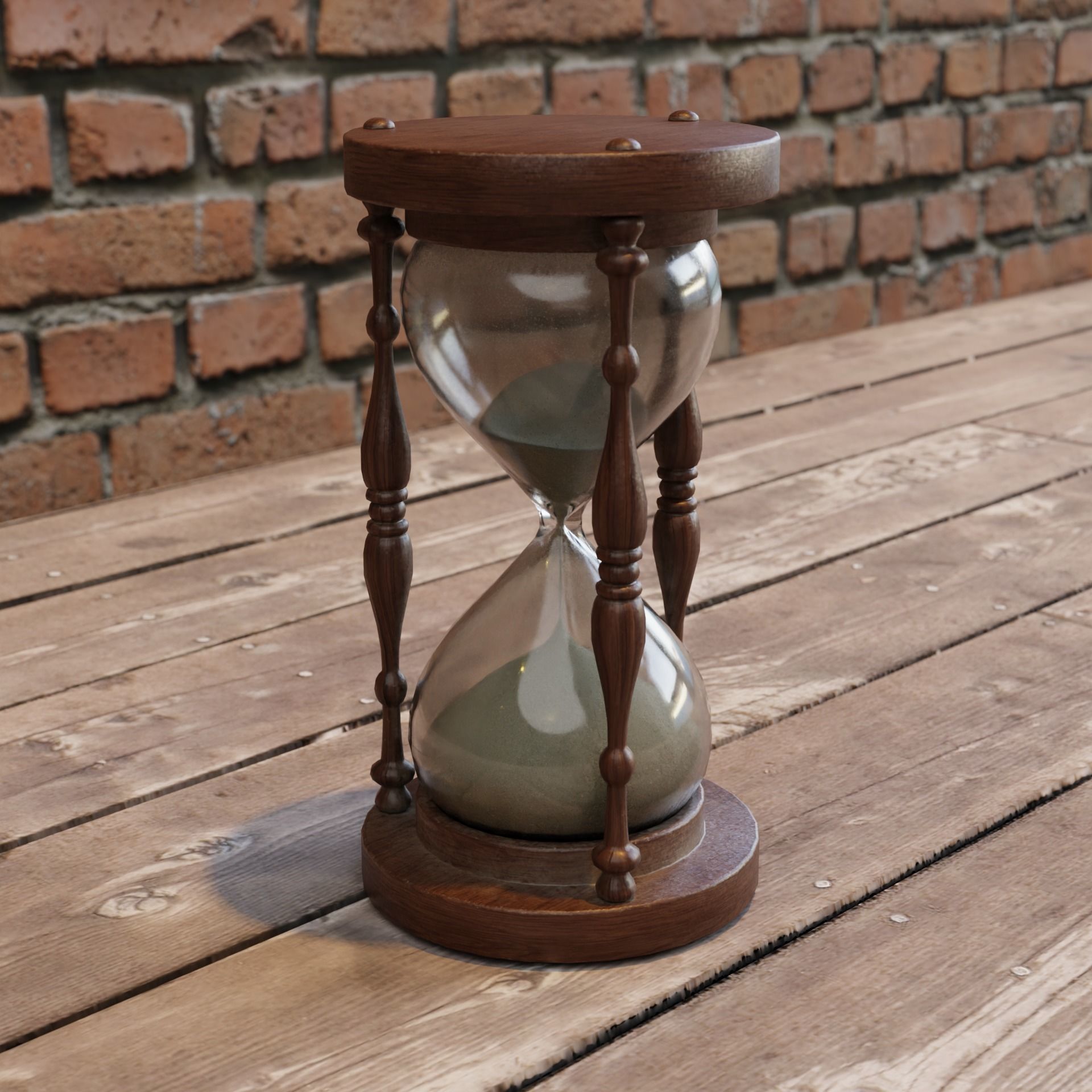 Hourglass old worn Low-poly 3D model_5