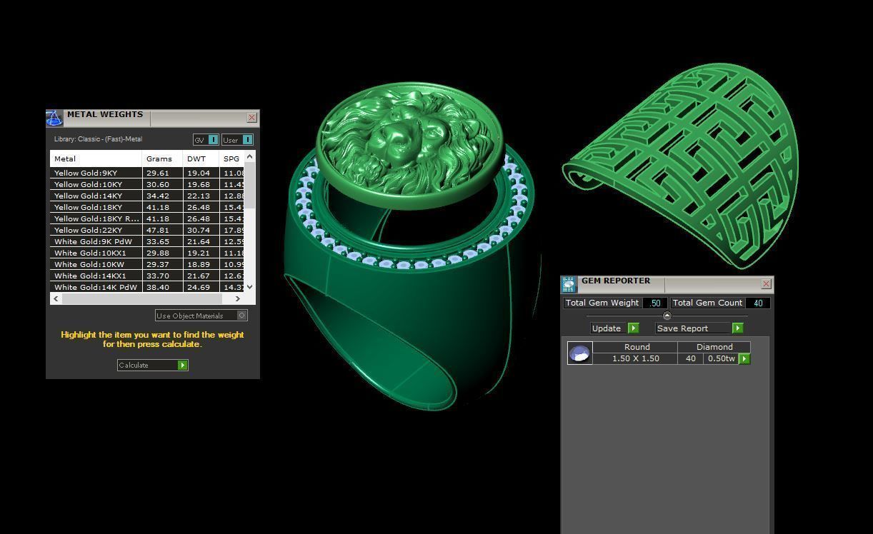 Ring Lion diamond ring size 62 eu  3D print model_2