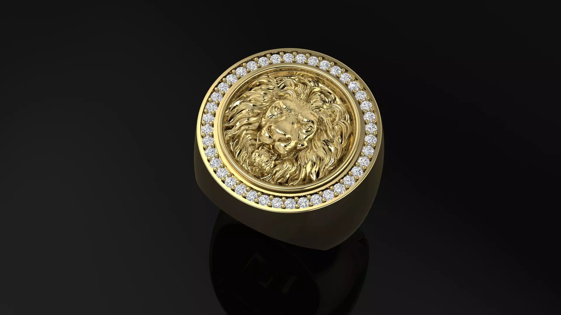 Ring Lion diamond ring size 62 eu  3D print model_0