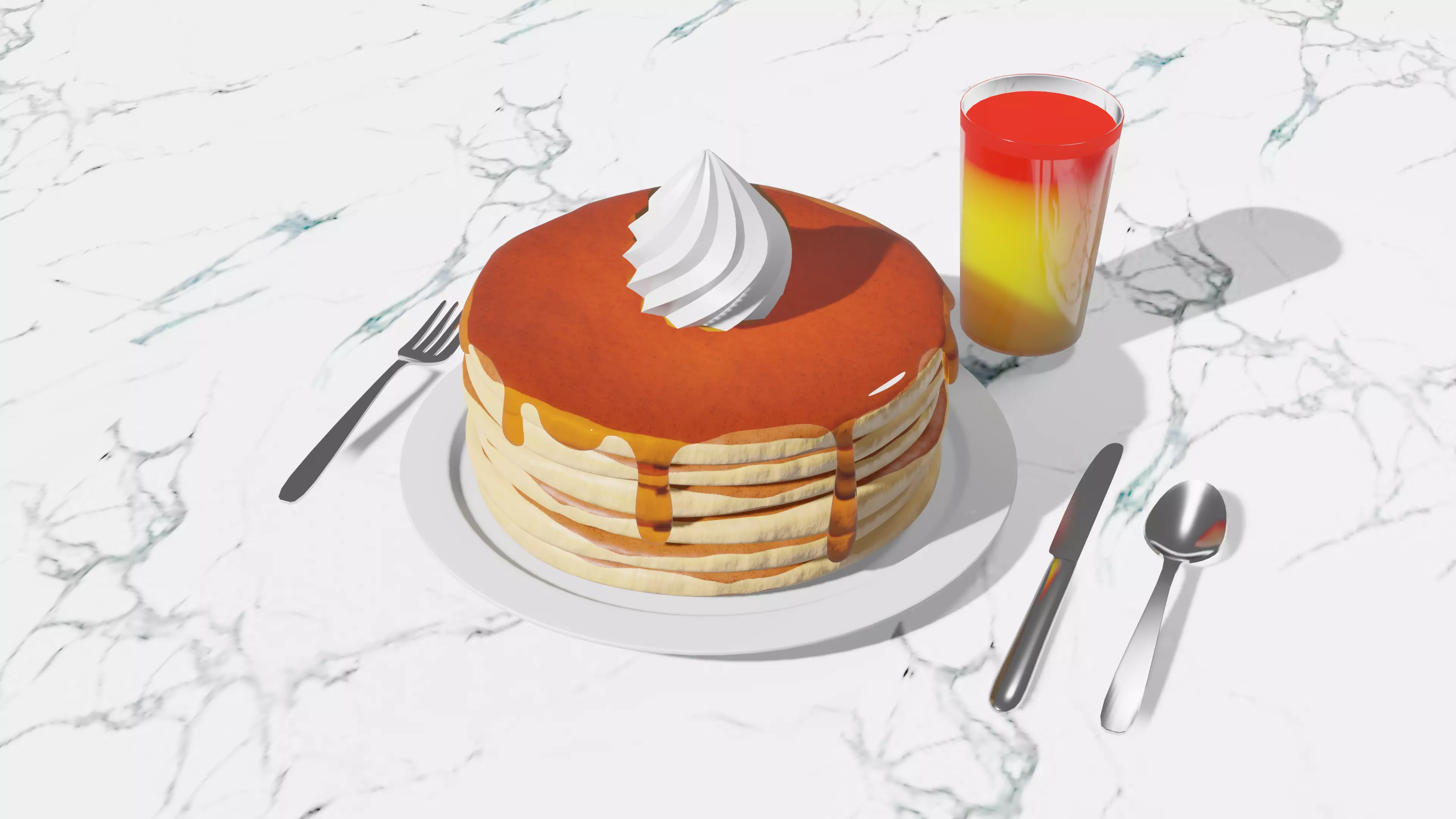 Pancakes with Whipped Cream Low-poly 3D model