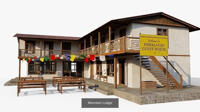 Mountain Village Buildings  3D Model Pack 3