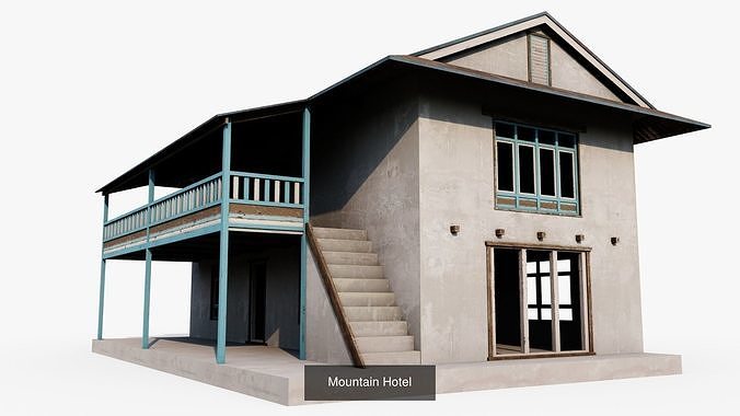 Mountain Village Buildings  3D Model Pack 4