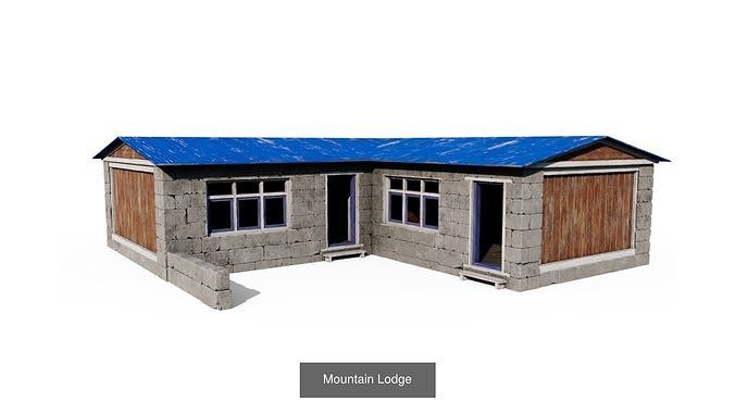 Mountain Village Buildings  3D Model Pack 7