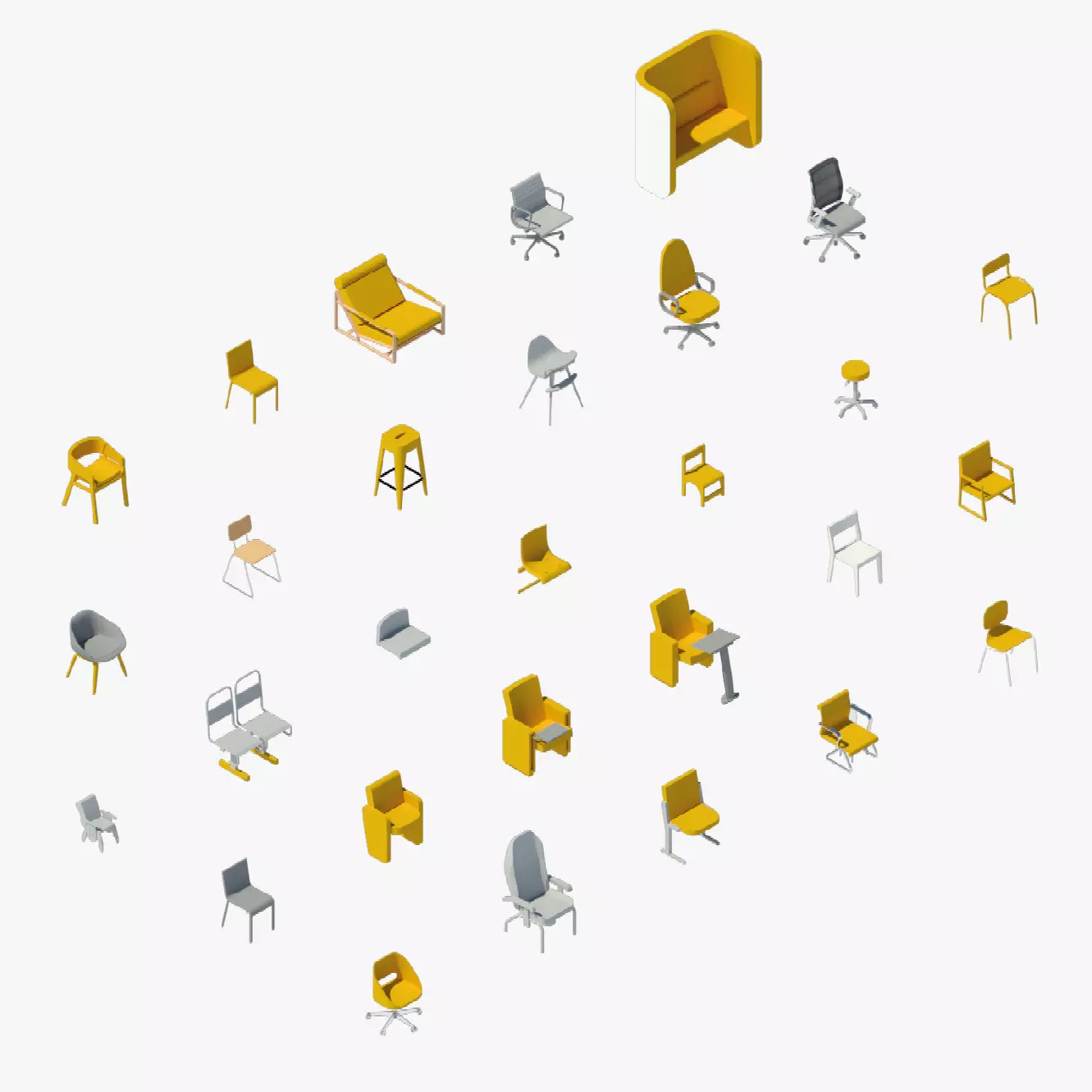 Chairs Seats - Pack of revit families 3D model