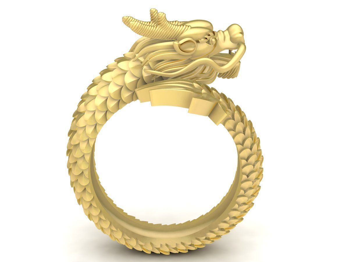 Dragon Ring Jewelry 3D Model for Men 3619 3D print model_6