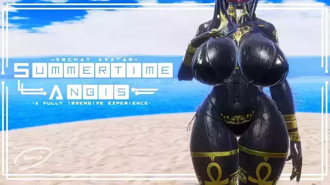 NEW FREE UPDATE - VRChat Avatar - Summertime Anubis Low-poly 3D model