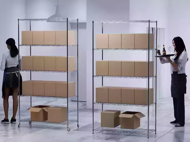 Stainless steel shelving system wire shelf 3D model 3D model