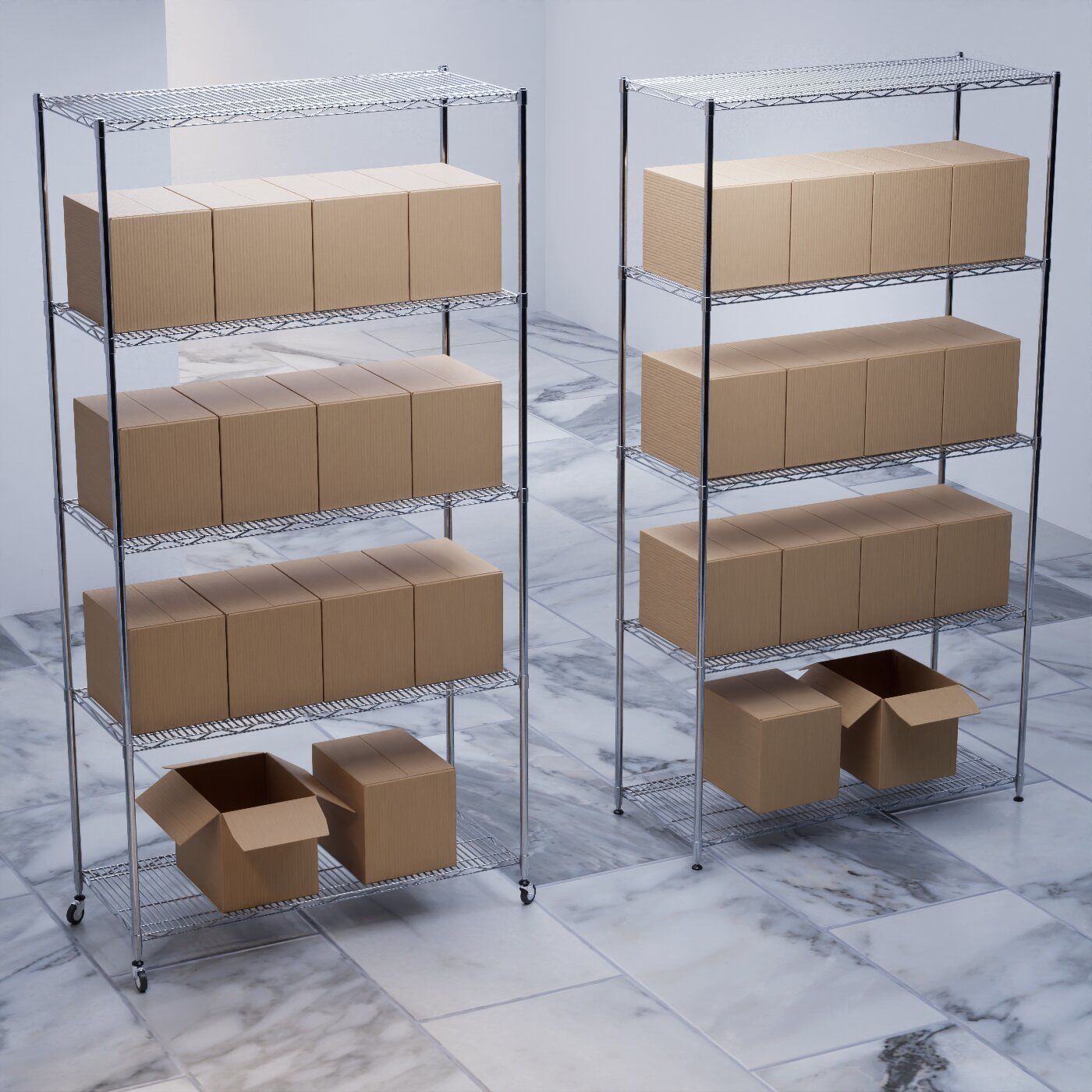 Stainless steel shelving system wire shelf 3D model 3D model_10