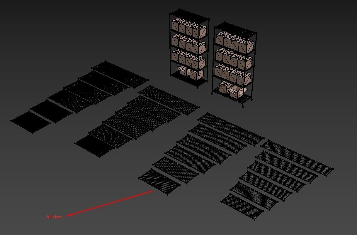 Stainless steel shelving system wire shelf 3D model 3D model_14