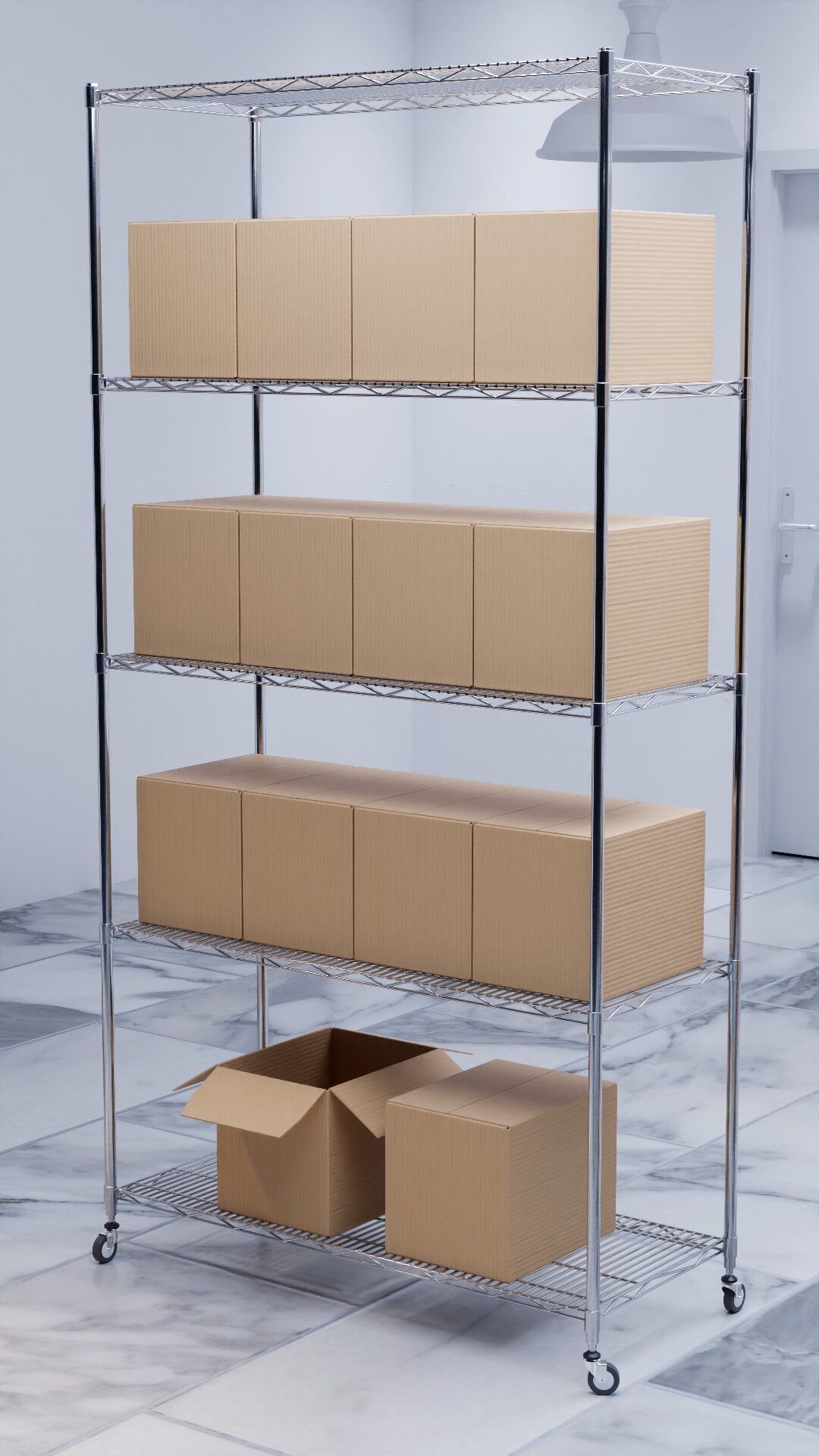 Stainless steel shelving system wire shelf 3D model 3D model_7