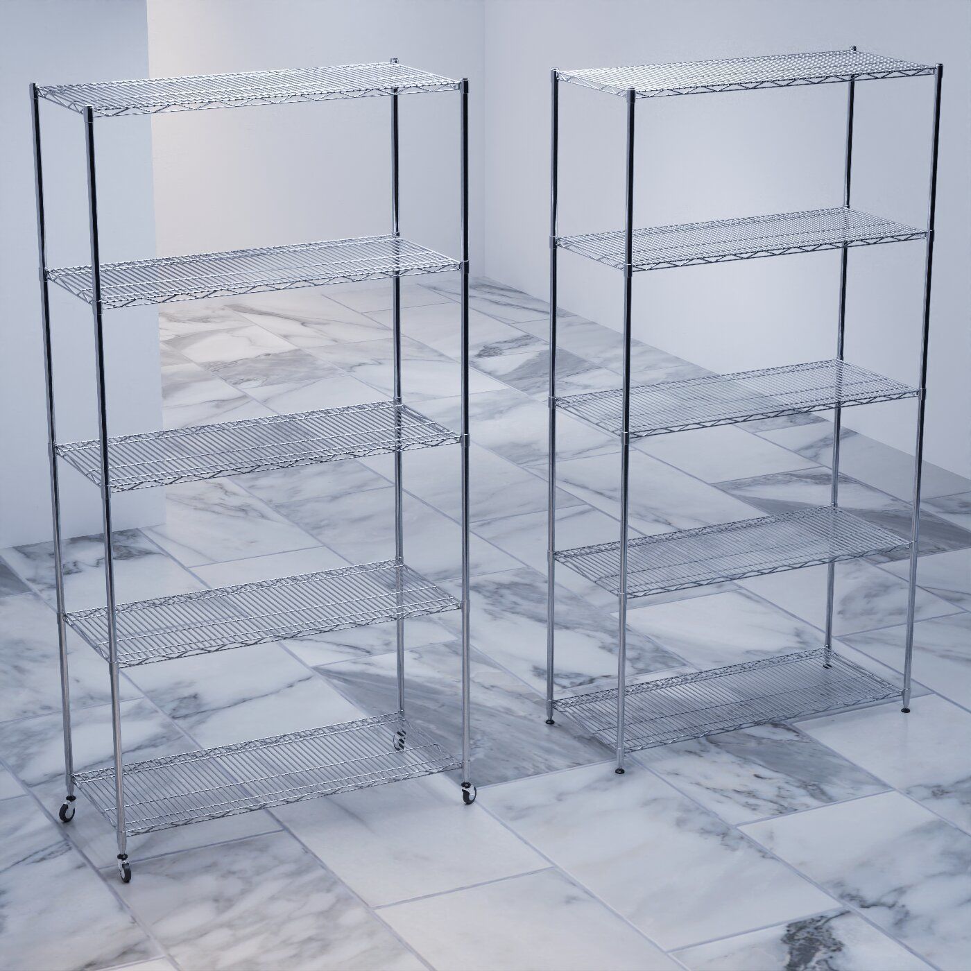 Stainless steel shelving system wire shelf 3D model 3D model_11