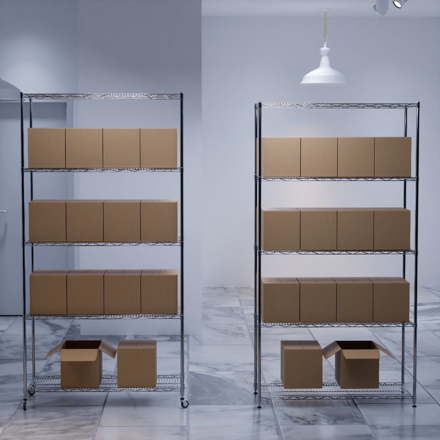 Stainless steel shelving system wire shelf 3D model 3D model_12