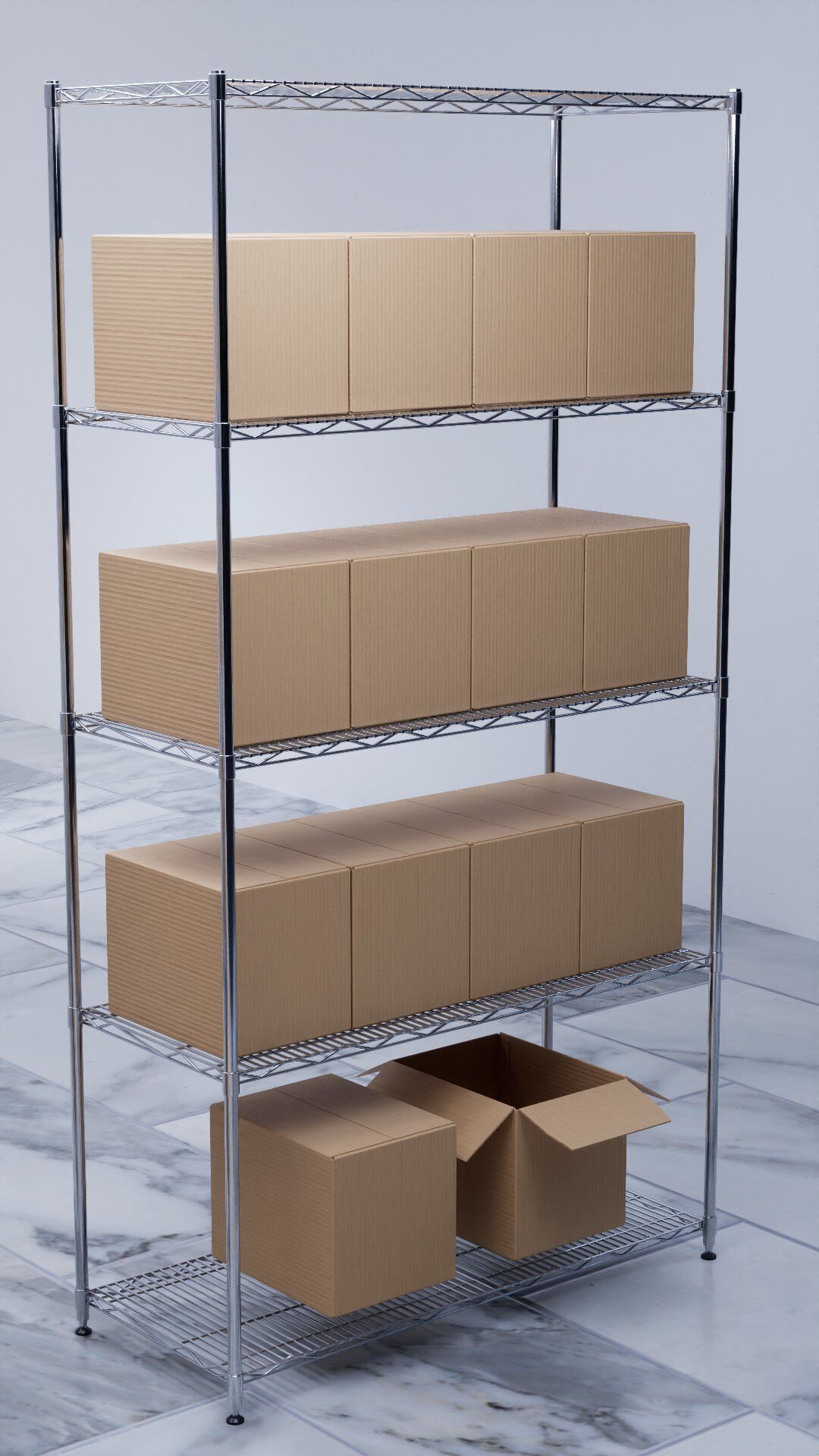 Stainless steel shelving system wire shelf 3D model 3D model_8