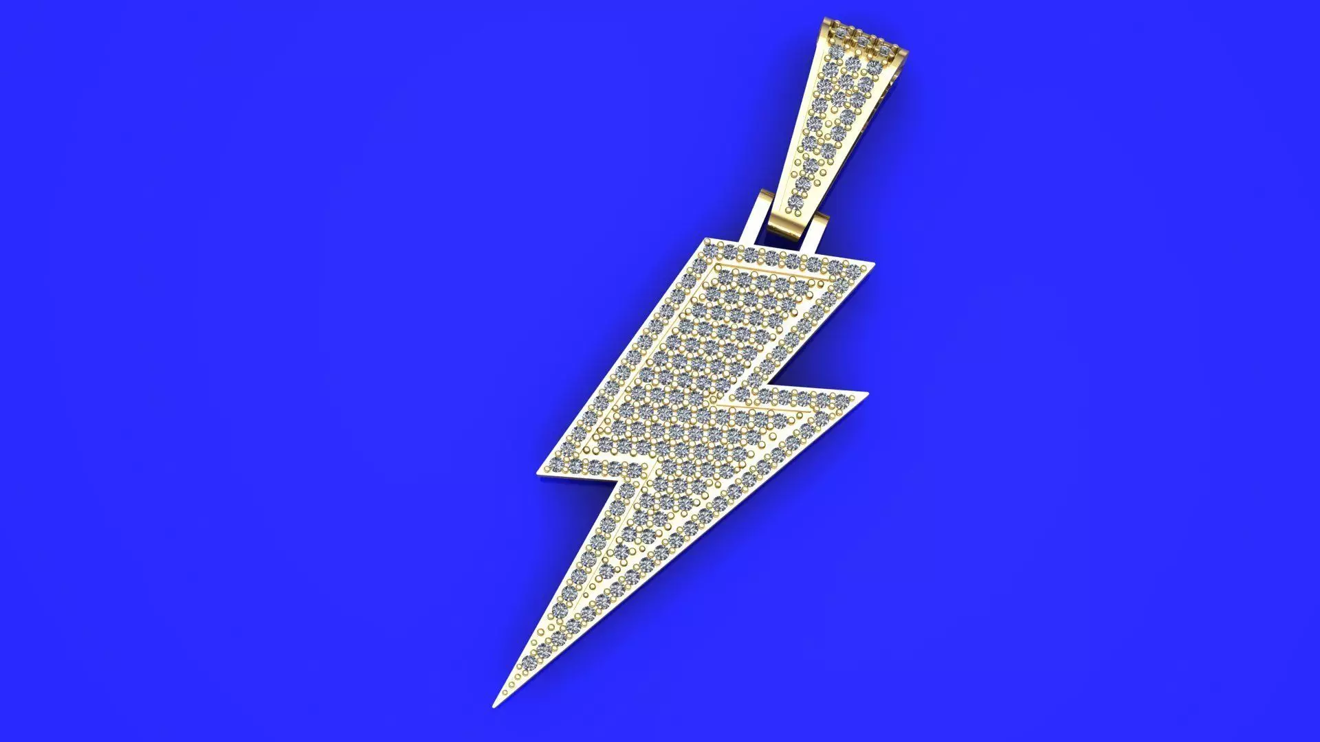 lightning bolt with diamonds pendant 3D model 3D print model