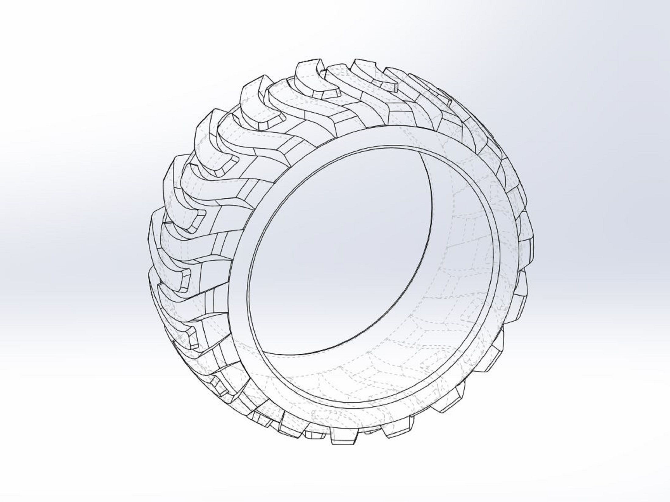 Demolition derby rear tire Scale 1 to 25 3D print model_8