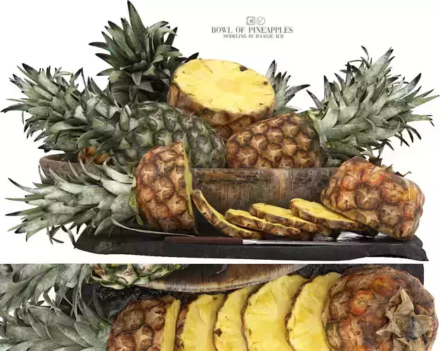 bowl of pineapples 3D model