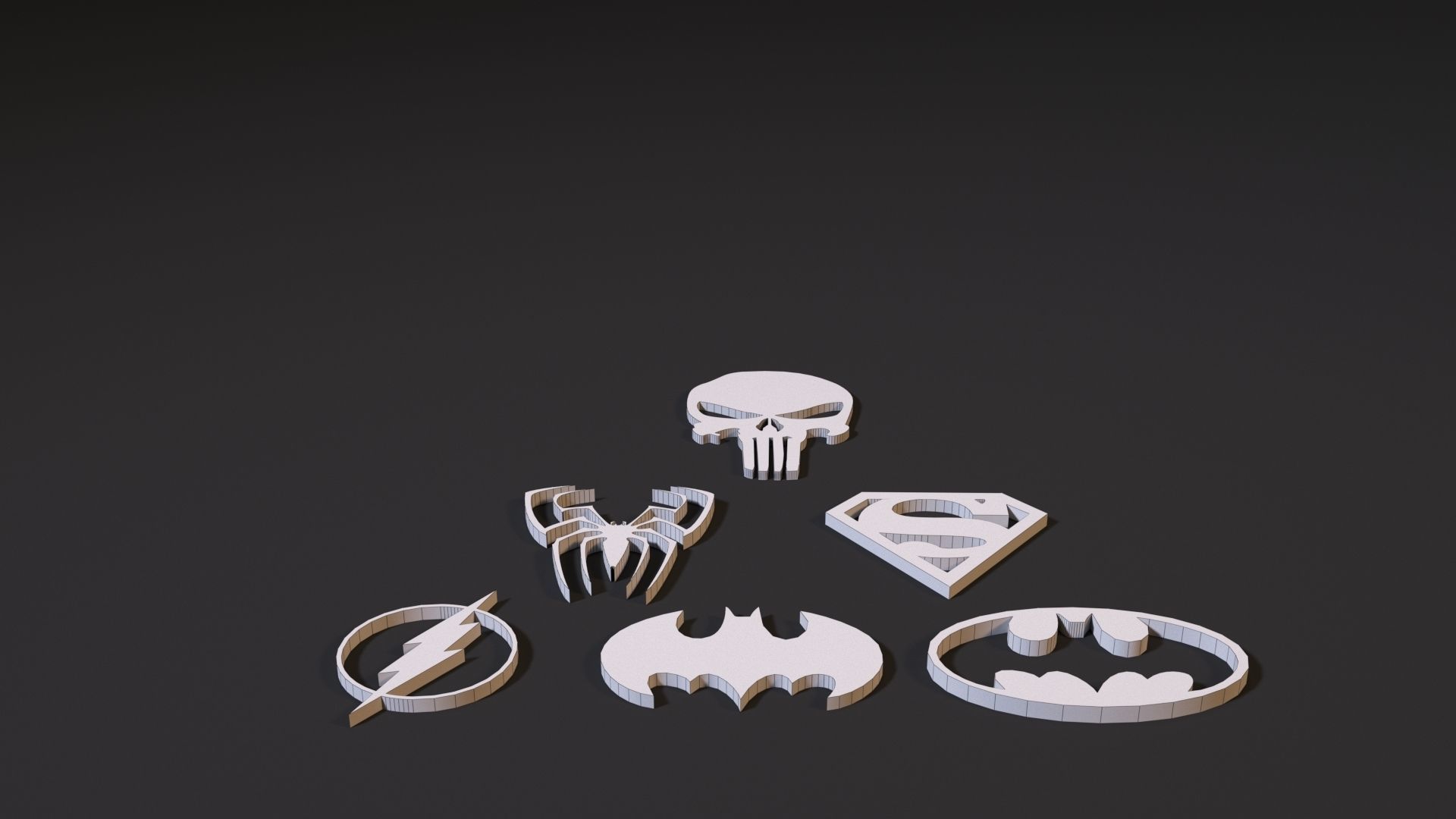 Superhero icons 3D print model_1