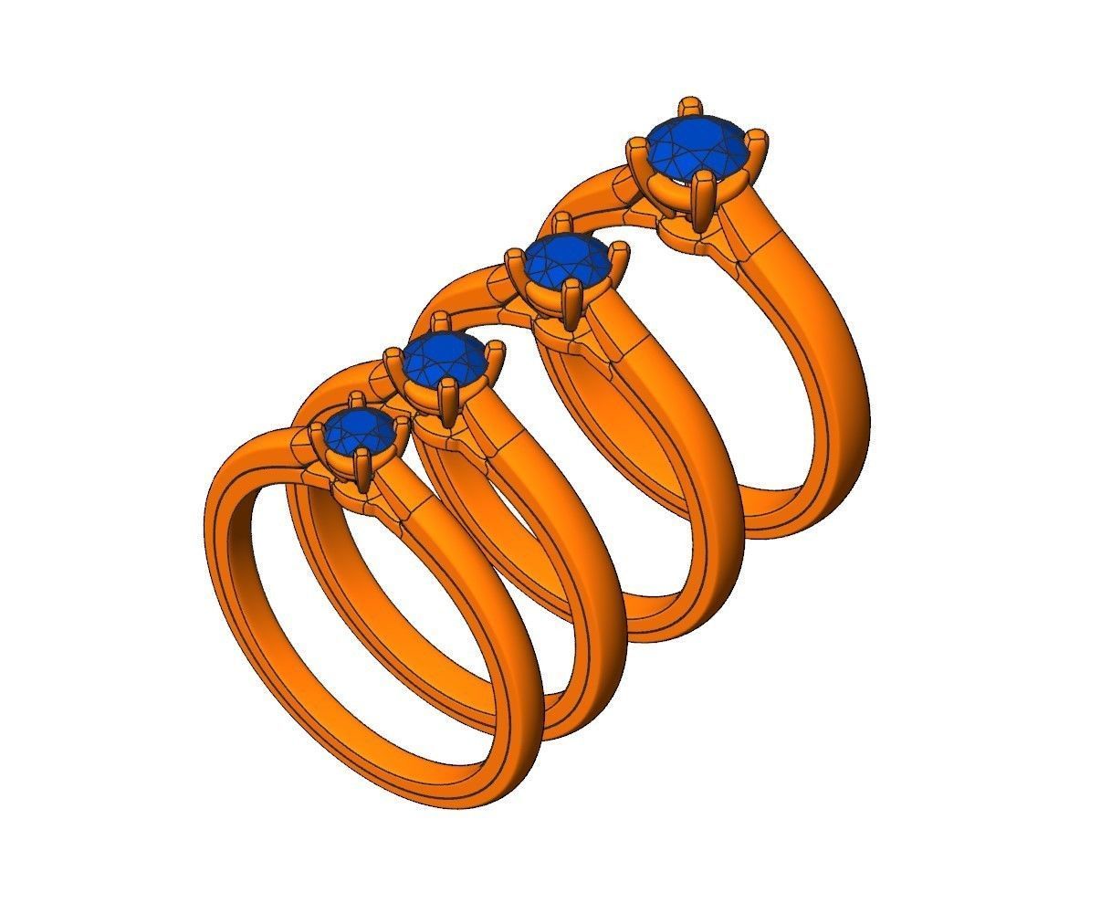 Solitaire rings c style N9 3D print model_11