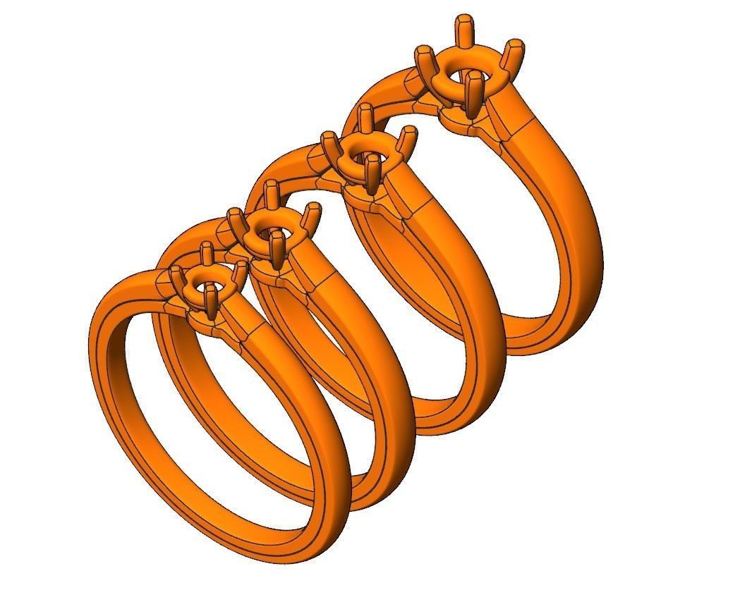 Solitaire rings c style N9 3D print model_12