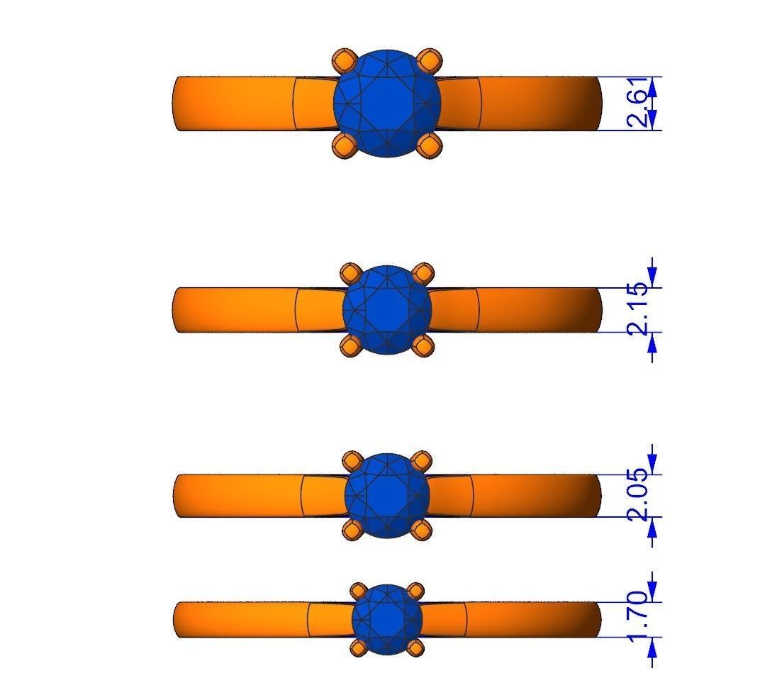 Solitaire rings c style N9 3D print model_3
