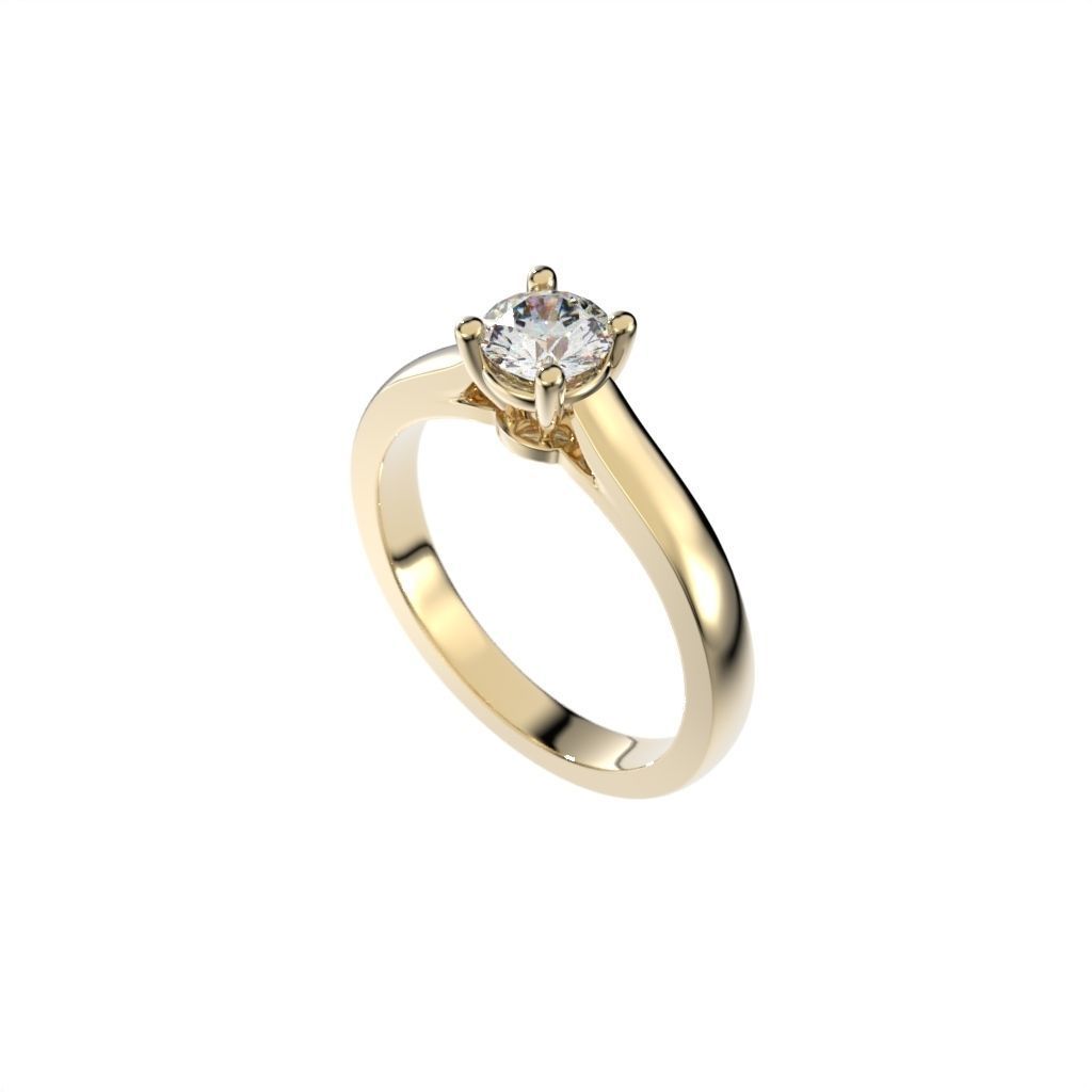 Solitaire rings c style N9 3D print model_2