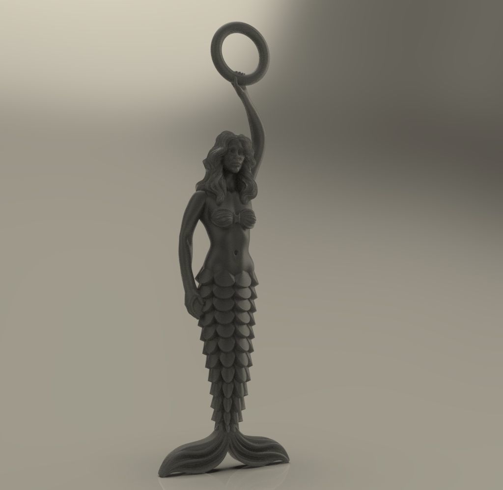 Mermaid02 gold mermaid statue 3D print model_7