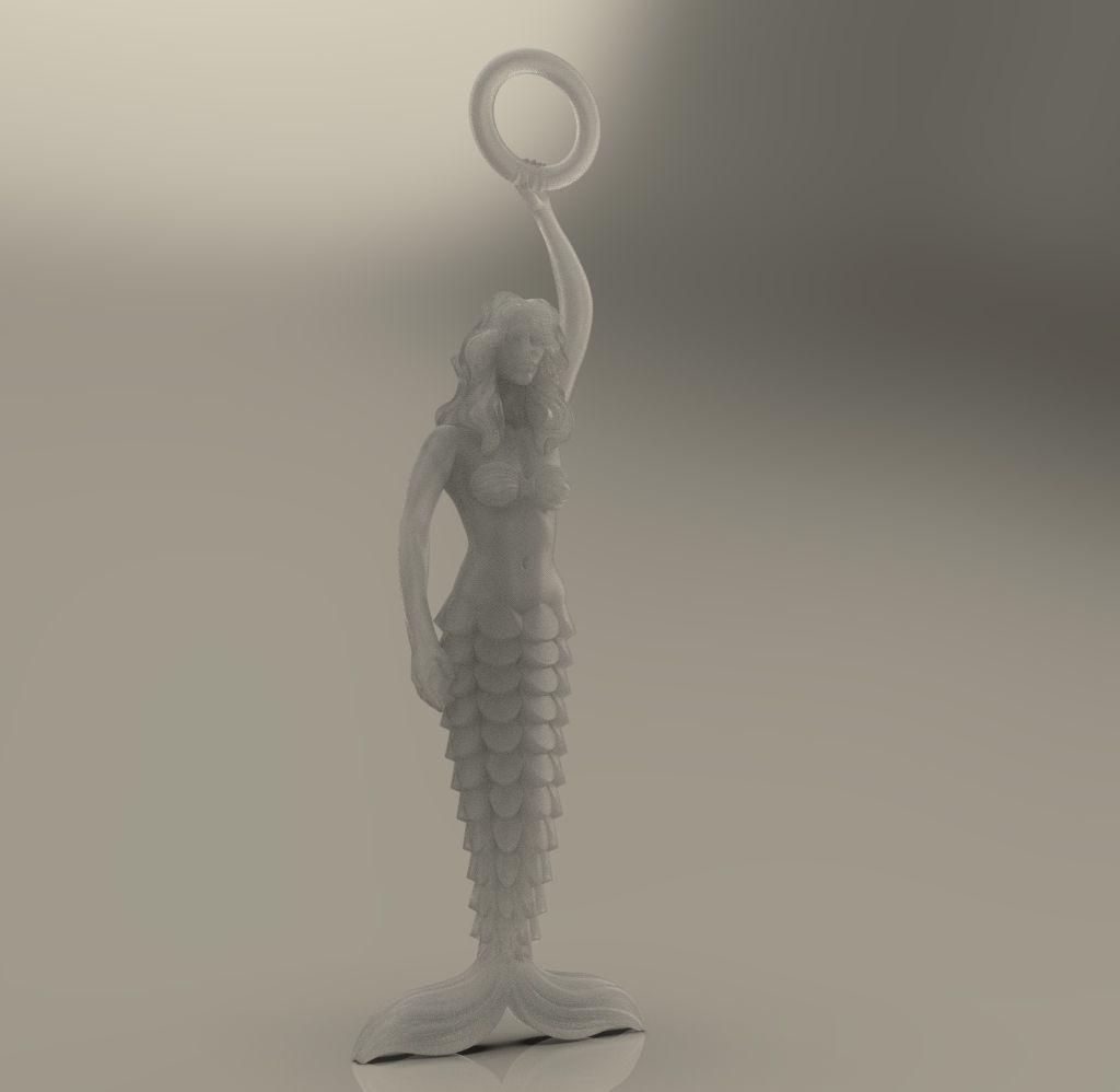 Mermaid02 gold mermaid statue 3D print model_8
