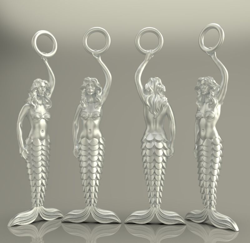 Mermaid02 gold mermaid statue 3D print model_2