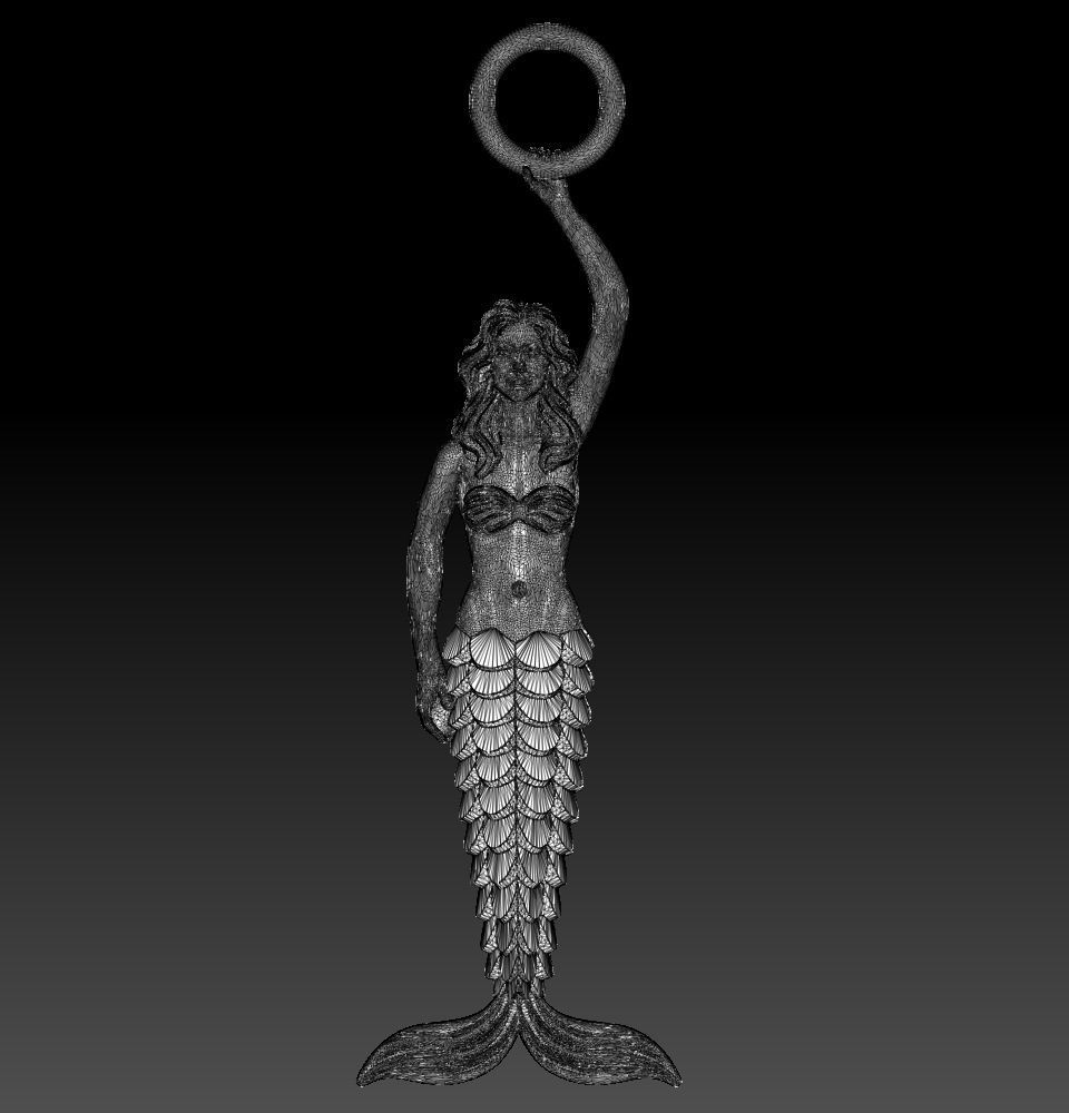 Mermaid02 gold mermaid statue 3D print model_9