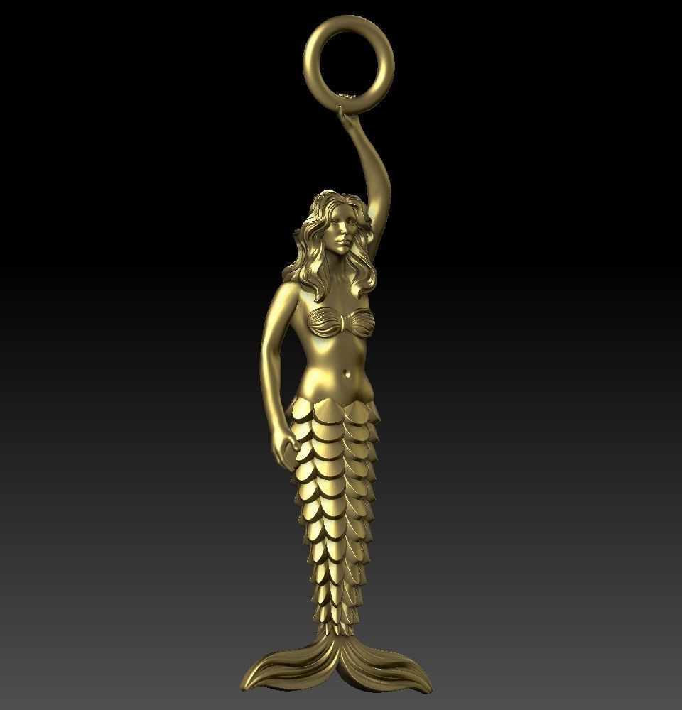 Mermaid02 gold mermaid statue 3D print model_5