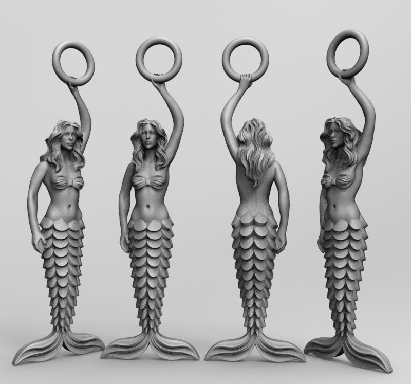 Mermaid02 gold mermaid statue 3D print model_1