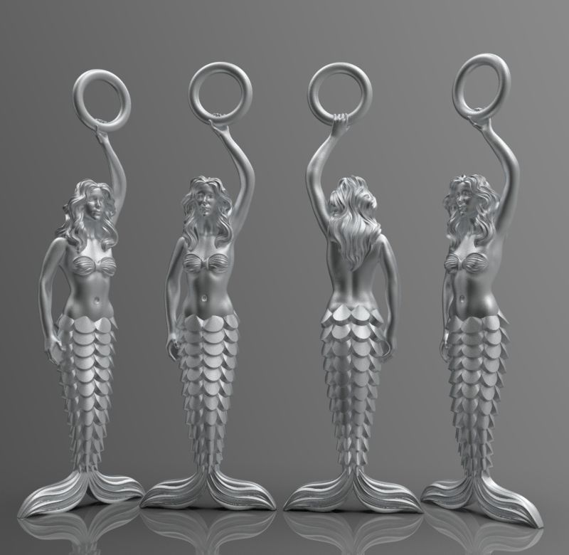 Mermaid02 gold mermaid statue 3D print model_3