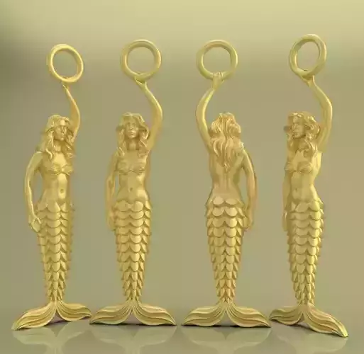 Mermaid02 gold mermaid statue 3D print model
