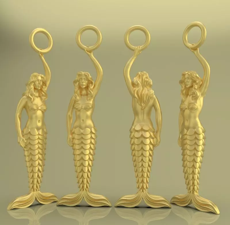 Mermaid02 gold mermaid statue 3D print model_0