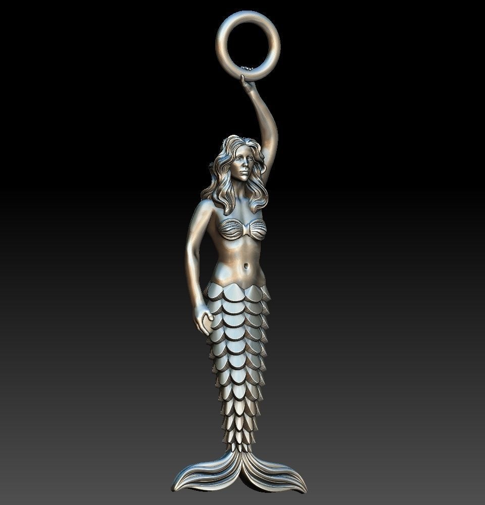 Mermaid02 gold mermaid statue 3D print model_6