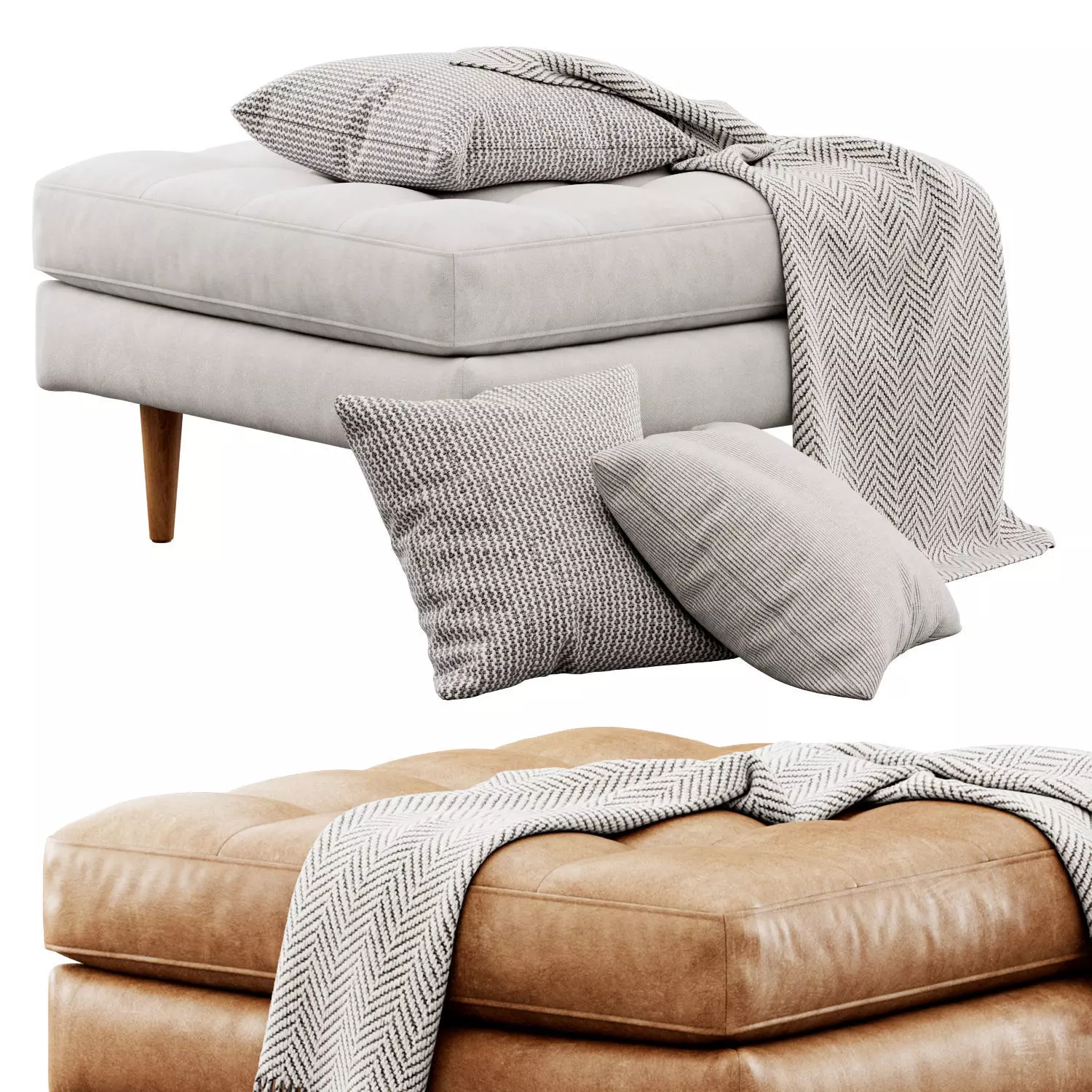 Napa Ottoman by Poly and Bark 3D model_0