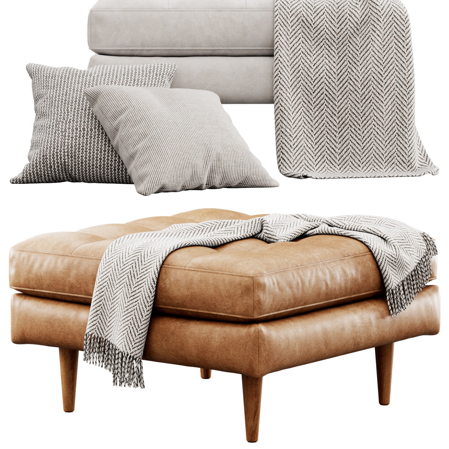 Napa Ottoman by Poly and Bark 3D model_2