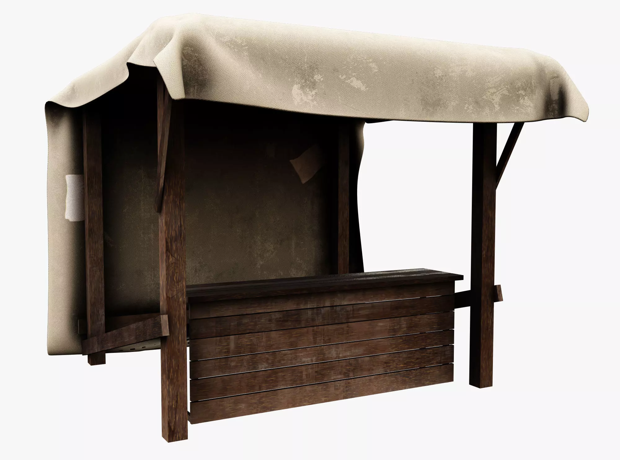 Market Stall Cotton Low-poly 3D model_0