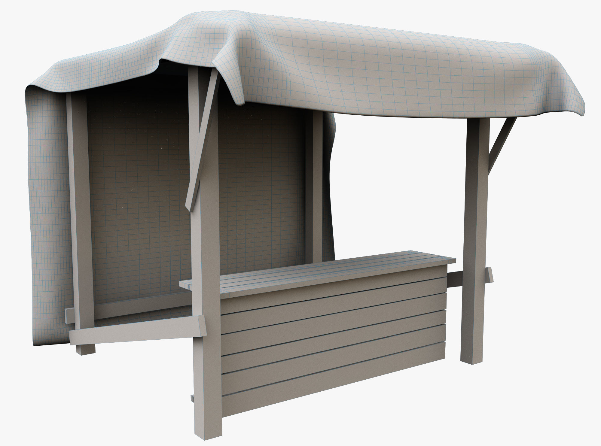 Market Stall Cotton Low-poly 3D model_3