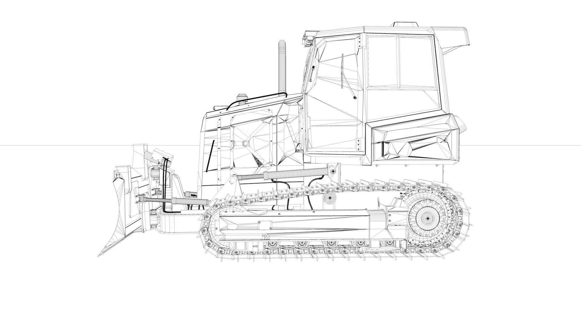 Bulldozer Small Rigged 3D model_87
