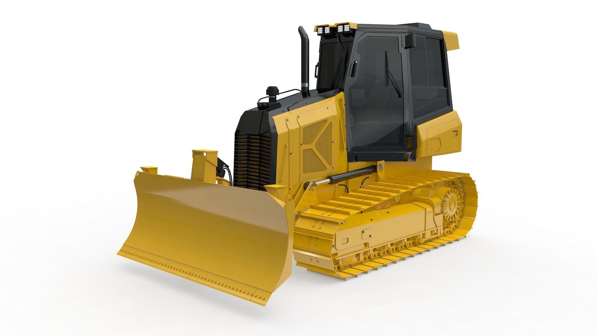 Bulldozer Small Rigged 3D model_44