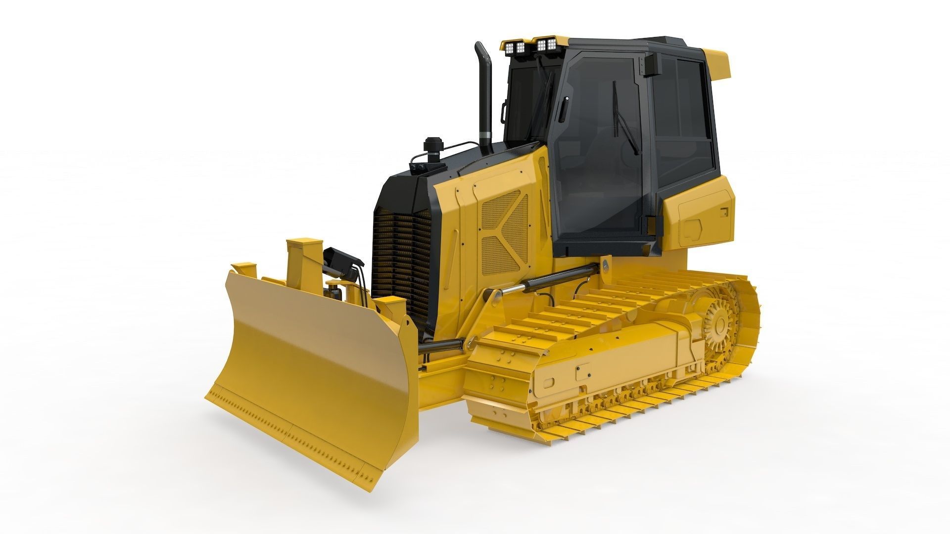 Bulldozer Small Rigged 3D model_25