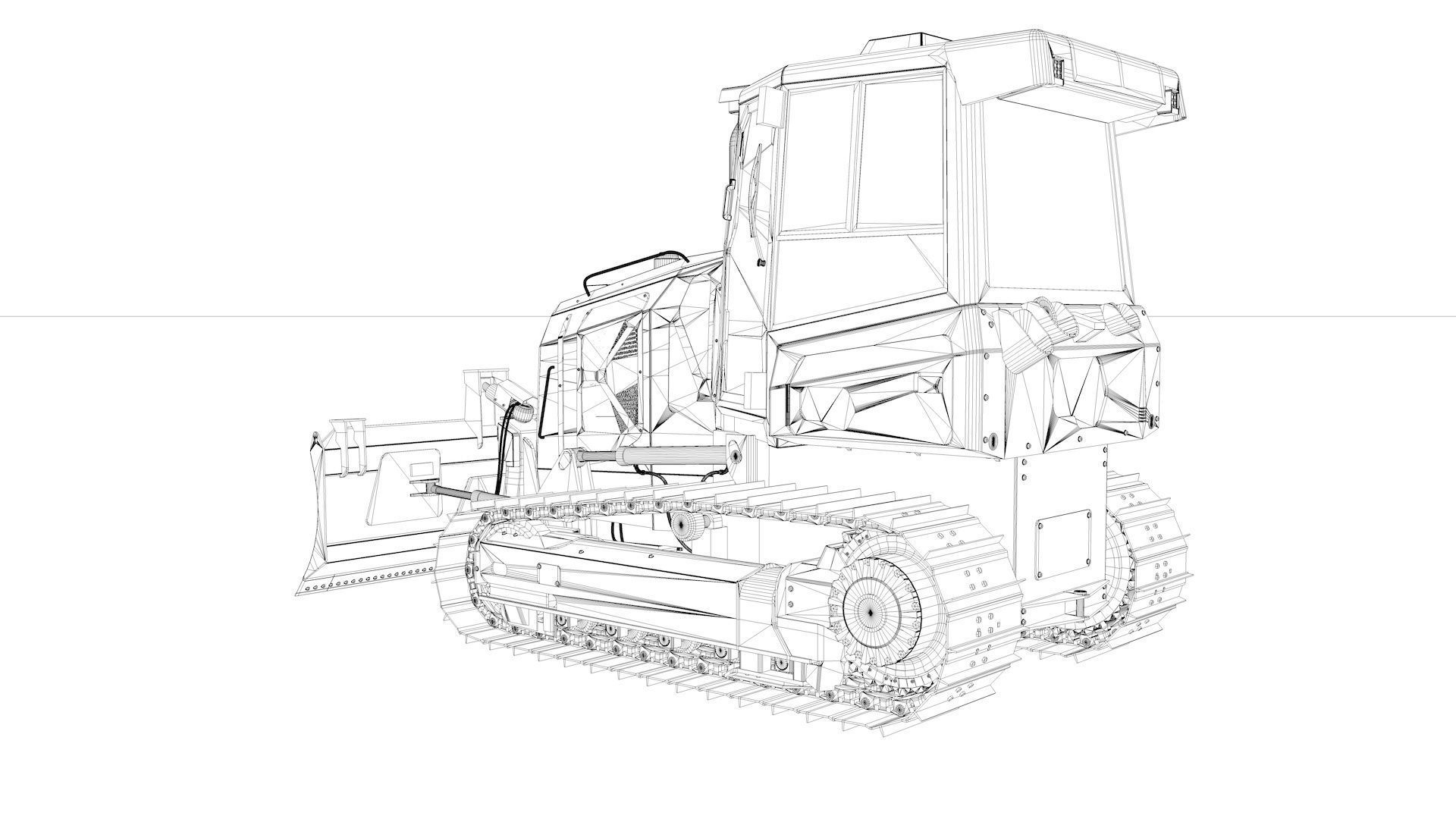 Bulldozer Small Rigged 3D model_88