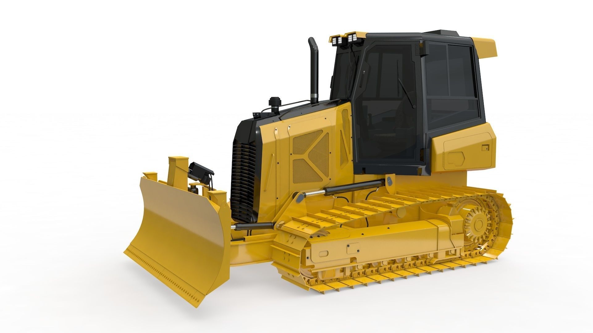 Bulldozer Small Rigged 3D model_82