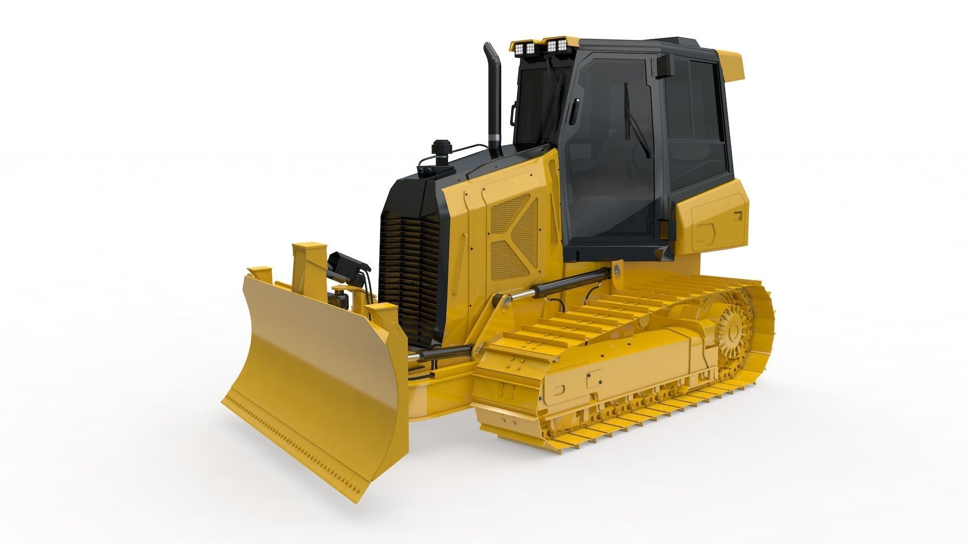 Bulldozer Small Rigged 3D model_19