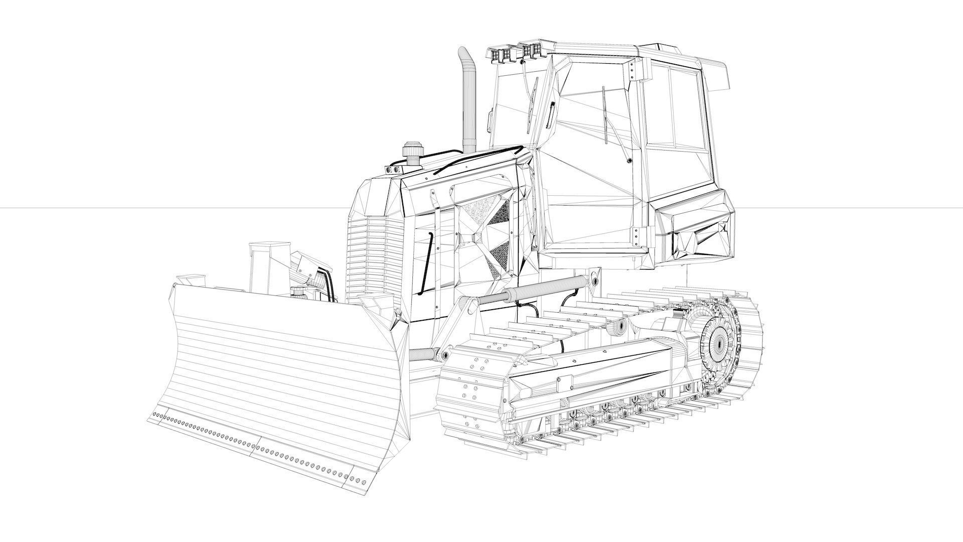 Bulldozer Small Rigged 3D model_86