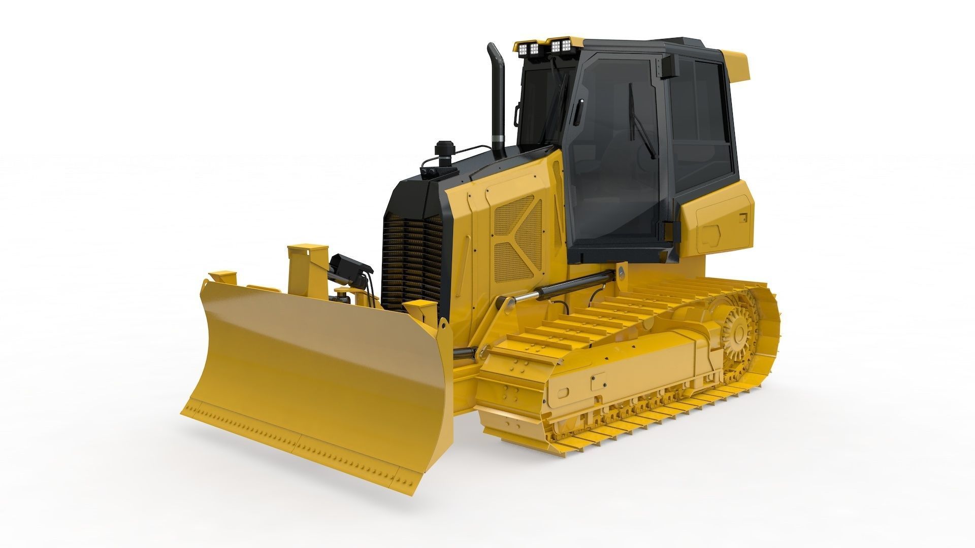 Bulldozer Small Rigged 3D model_33
