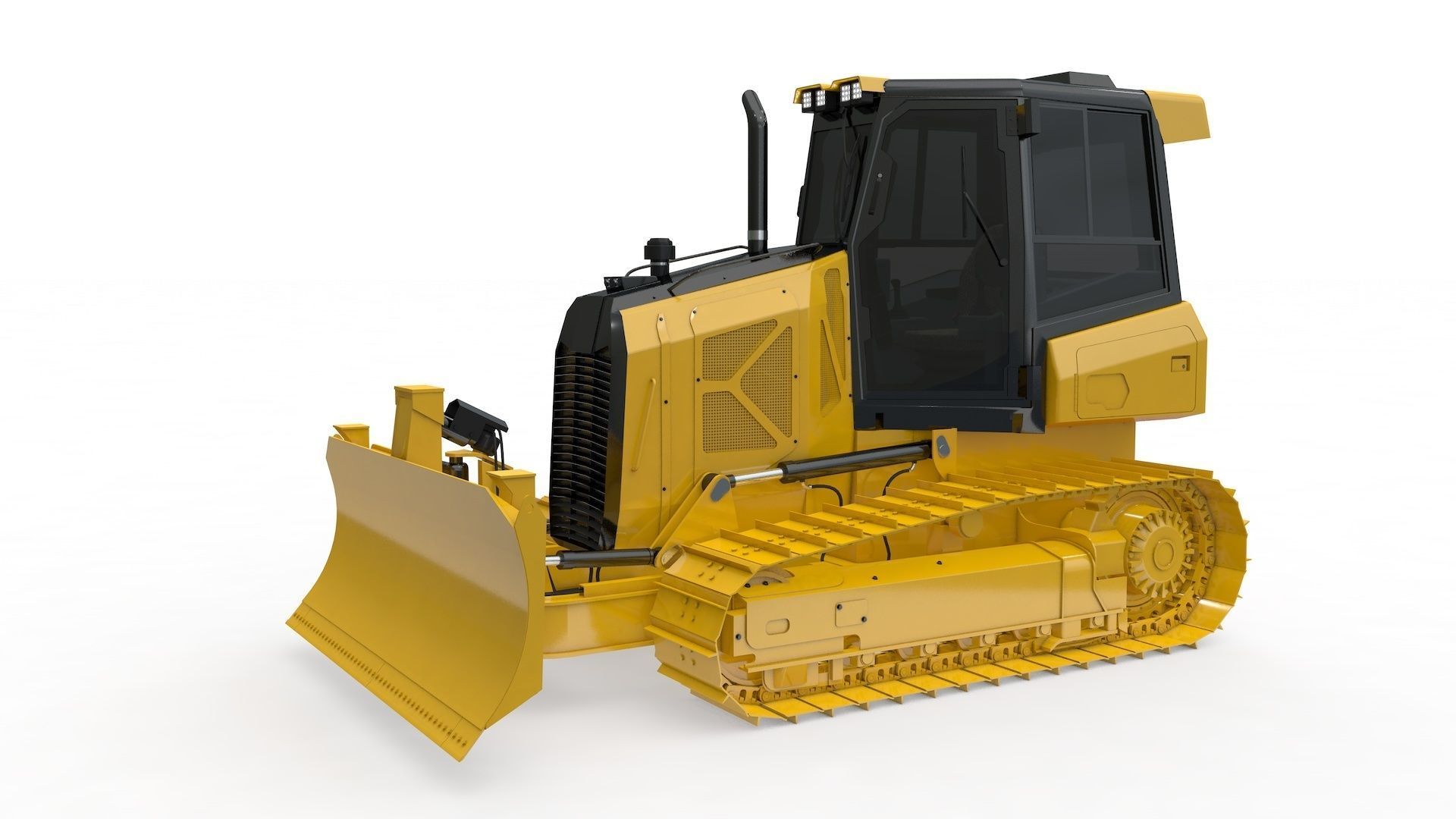Bulldozer Small Rigged 3D model_83